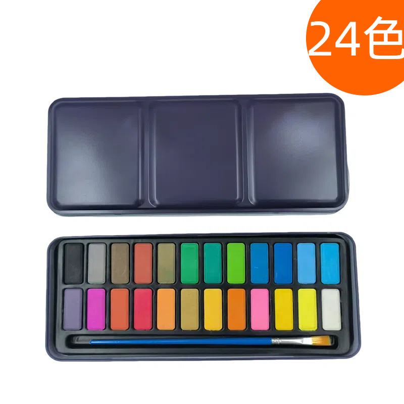 Pintura de acuarela sólida portátil traje caja de hierro suministros de arte pintado a mano pintura infantil pigmento en polvo transfronterizo