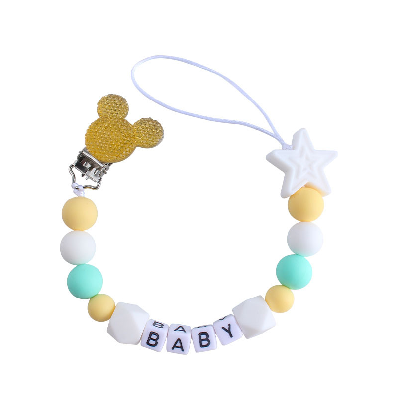 Nuevo Bebé Productos silicona mordedor chupete cadena DIY bebé nombre chupete cadena anti-perdida