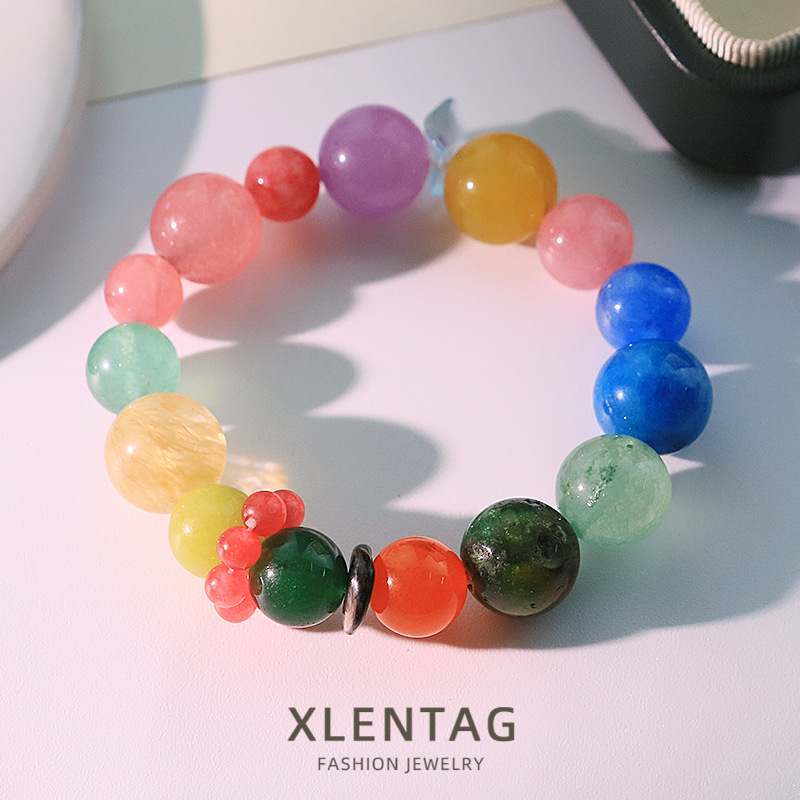 Verano frente al mar fresco cuentas de cristal de color pulseras de moda nicho decoración de dopamina joyas de mano de alta calidad
