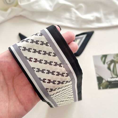 French vintage chain scarf with narrow pointed long strip flowing ribbon, versatile and elegant, suitable for hair ties, bags, and neckerchiefs