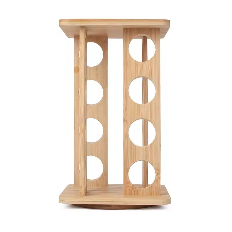 Estante de almacenamiento de condimentos giratorio de 360 grados estante de especias de bambú cocina estante de madera europeo giratorio