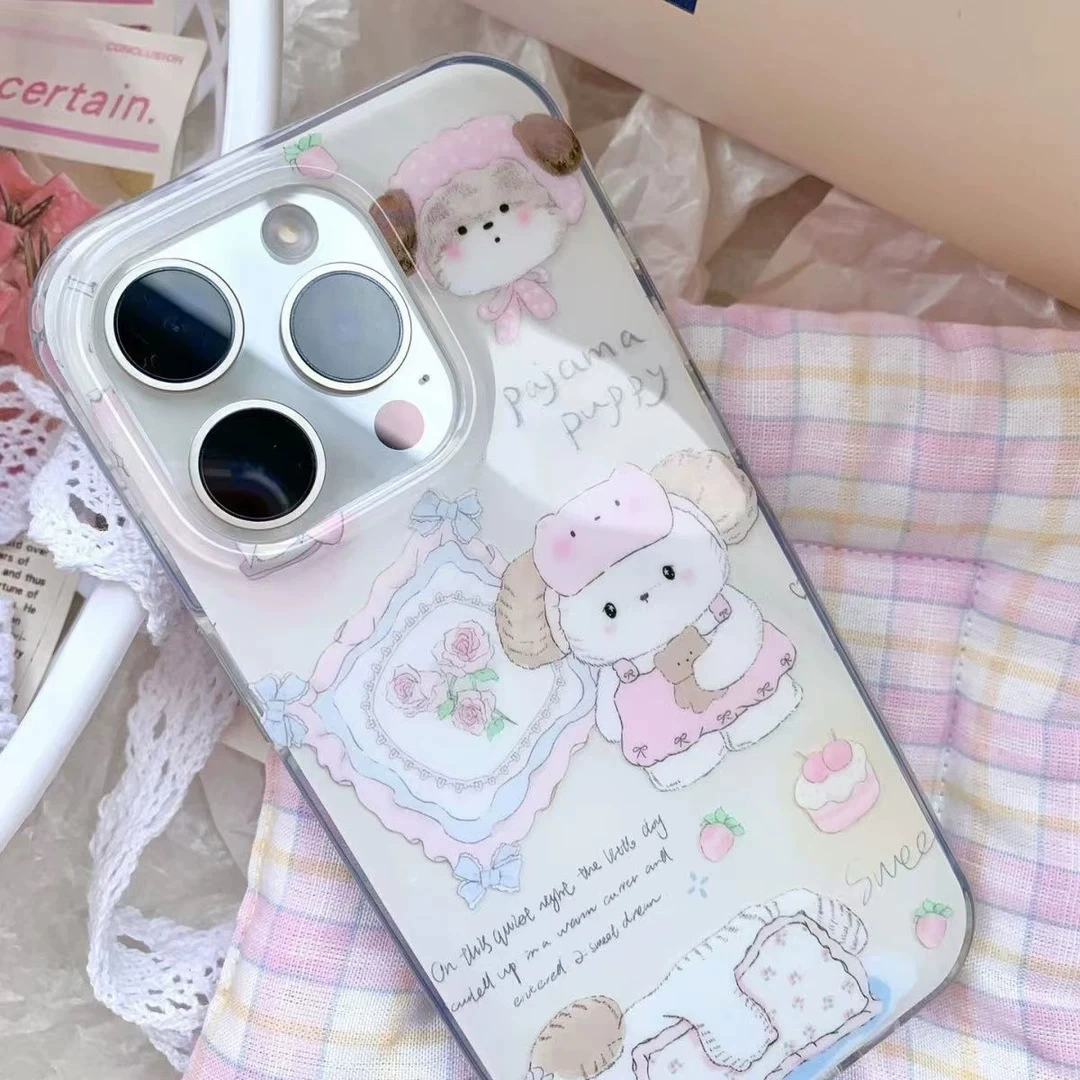 Чехол для телефона Apple iPhone 11–16 серии, IMD печать «щенок», большой вырез под камеру