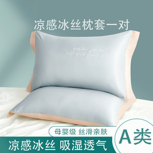Pillow Case Summer Ice Silk Pillow Case Single Cool Feeling Cool Embroidered Pillow Case 48x 74 Pair Pack