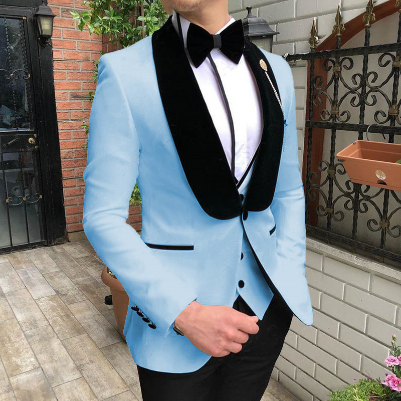 European and American plus size men's suit suit slim fit groom groomsman dress flat lapel three-piece casual business Foreign trade