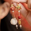 Asymmetrical festive red universal advanced cartoon earrings, for luck, high-quality style