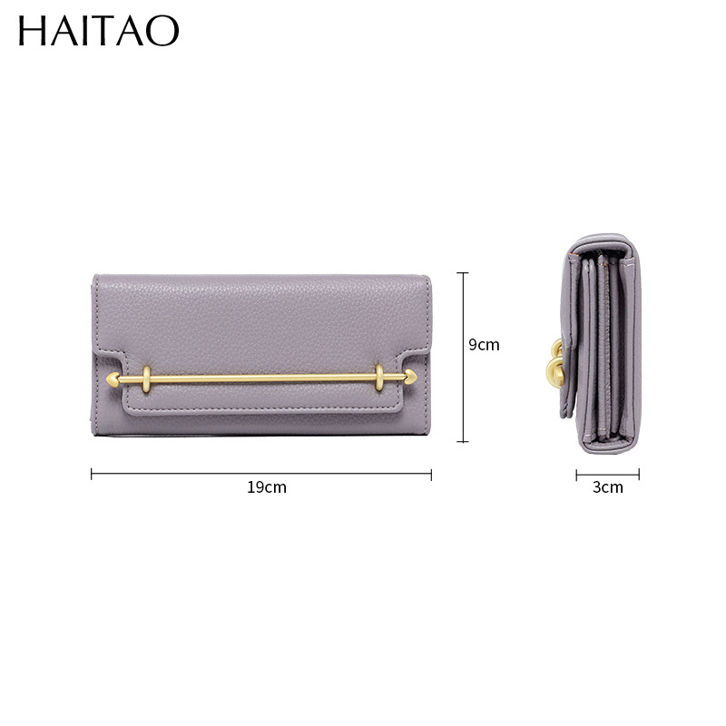 Cartera de mujer, estilo largo, lujo ligero, monedero de nicho, color sólido de alta gama, bolso de mano con tapa abatible creativa, venta al por mayor.