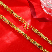 【厂家直销】精品沙金金项链 男款久不掉色沙金项链 六角间龙骨链