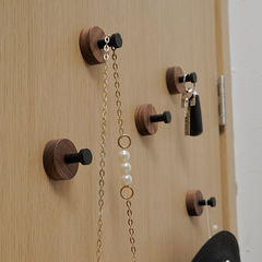 Walnut black door back hook bathroom towel rack creative coat hook Nordic bathroom coat hook no punching solid wood