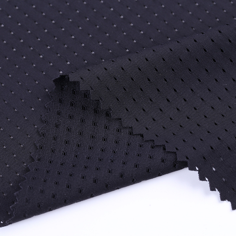功能性面料 弹力圆孔网布 运动服高弹针织速干网眼面料