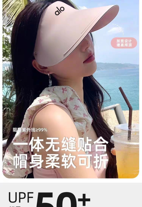 アメリカンスタイルの夏用シームレスワンピース中空トップハット、女性用日焼け止め帽子、抗UVスポーツランニングサンハット|undefined