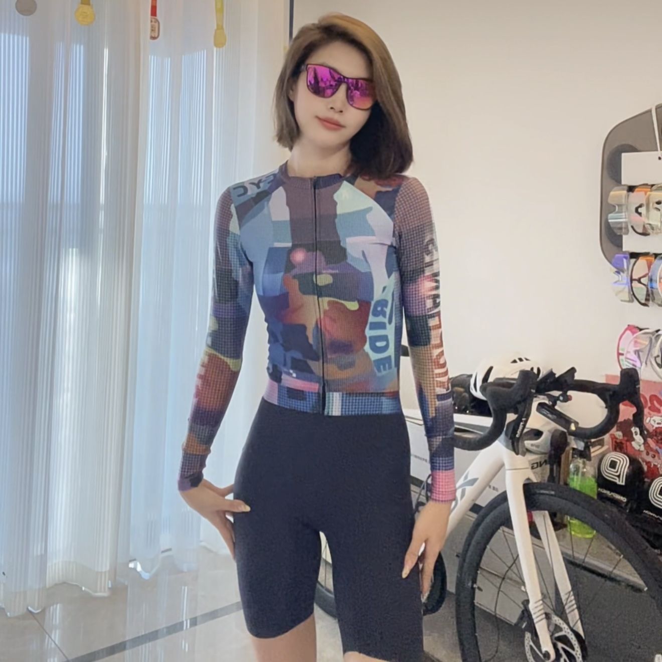 Webbing Spring and Autumn Cycling Clothing Thin Long-Sleeved Cycling Clothing