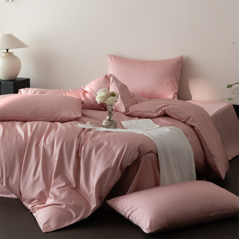 Cuatro estaciones Nantong algodón conjunto de cuatro piezas de color sólido lujo ligero alto sentido 60 algodón de lana larga delgado lujo ligero