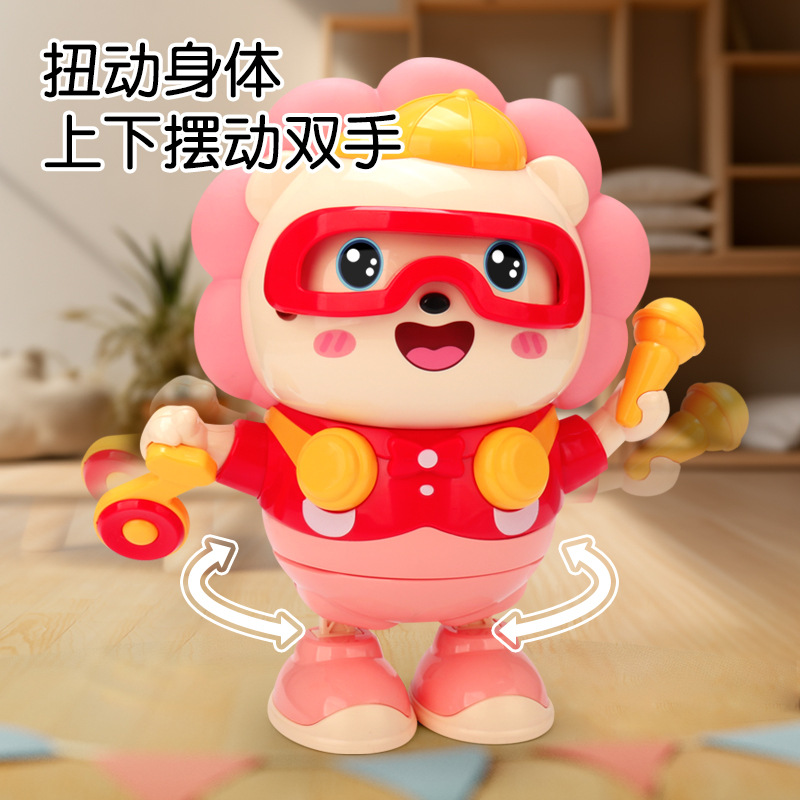 El mismo bailado eléctrico lindo cerdo música luces oscilantes dibujos animados pelo de león cerdo juguetes para niños al por mayor