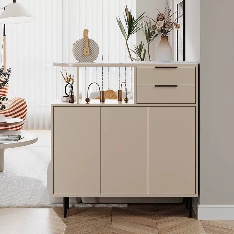 入户玄关鞋柜一体隔断屏风家用门口客厅双面简约奶油风岩板收纳柜