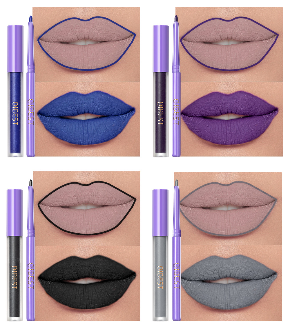 carina QIBEST new staining cup non fading lip gloss to decorate lips lipliner suit matte durable color lipstick_voghion.com