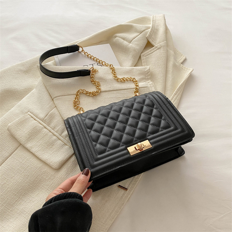 Bolso de cadena de diamante de alta sensación 2024 nuevo bolso cuadrado de moda nicho universal bolso de hombro casual
