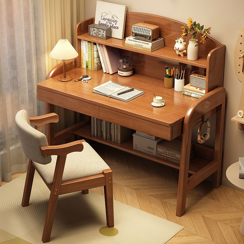 Solid Wood Desk 3-18 Kidsren's Desk Study Table Small Size Bedside Liftable Desk Bookshelf Integrated Table Same Style