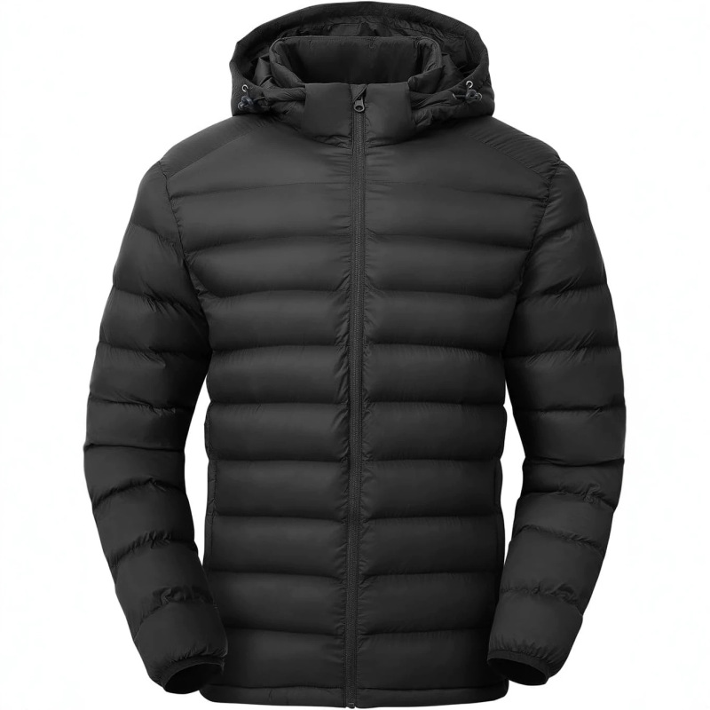 Men's Lightweight Hooded down Jacket, Outdoor Warm and Water-Repellent Coat, Export-Specific Cardigan with White Goose down