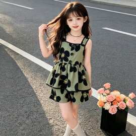 女童夏装套装2026新款洋气时髦儿童薄款短裤吊带女宝宝夏季两件套