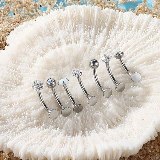 Curved Barbell Piercing Stud With Diamonds For Face And Body_voghion.com