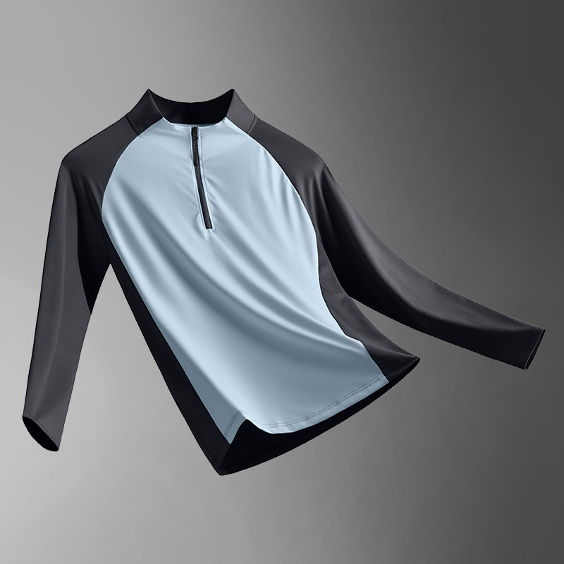 Camiseta de carrera para hombres entrenamiento deportivo pista y campo semi-cremallera rápida ropa de secado ropa de fitness suelta camisa de manga larga
