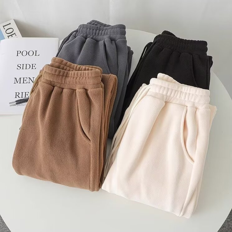 2025 Fleece Pants Men Thickened Fleece Joggers Plus Size Cuffed Sweatpants Sports Casual Pants Cheap Outerwear