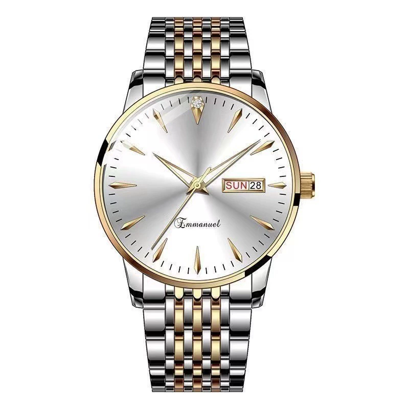 Waterproof mechanical calendar, swiss watch, men's watch for students, fully automatic, Korean style, simple and elegant design