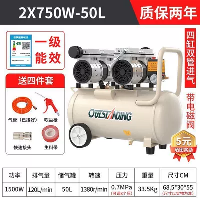 Hava kompressorları | small air compressor oil-free - new-dual-head-750wx2-50l-with-a-generous-gift-package