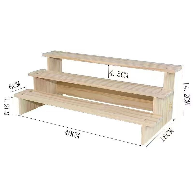 木製の収納棚の手作りのおもちゃの陳列棚のテーブルの置物の階層式の模型の展示台の実木の置き棚
