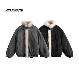 XTRAYOUTH察外美式复古座山雕加厚棉服毛绒解钩男女秋冬中性外套