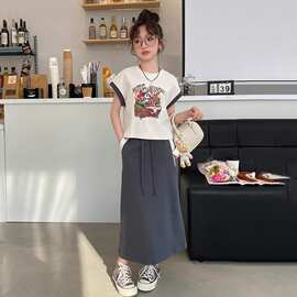 女童套装裙夏装2025新款女大童洋气半身裙子儿童装夏季时髦两件套