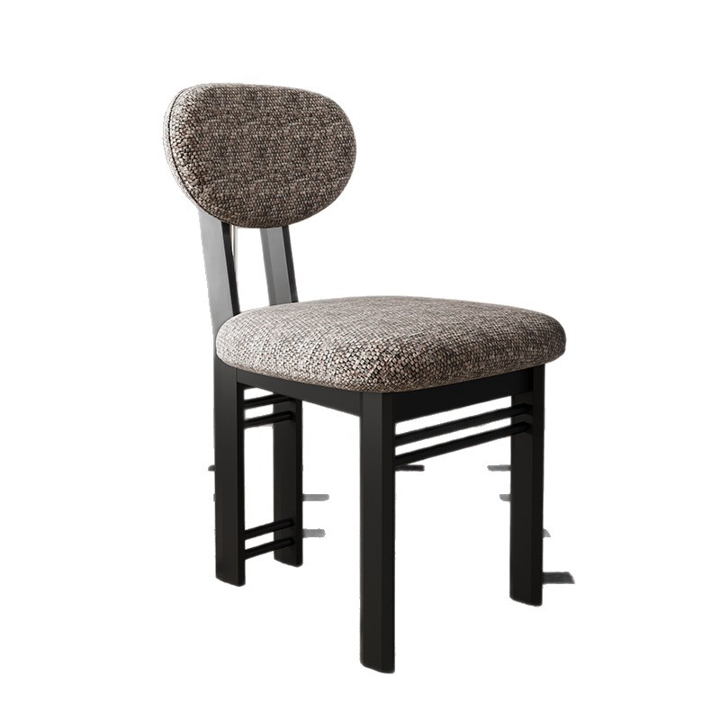 Silla de comedor de madera maciza entera, restaurante doméstico, silla trasera de tela de algodón y lino, restaurante de hotel, mesa y silla de comedor de cuero de microfibra, taburete