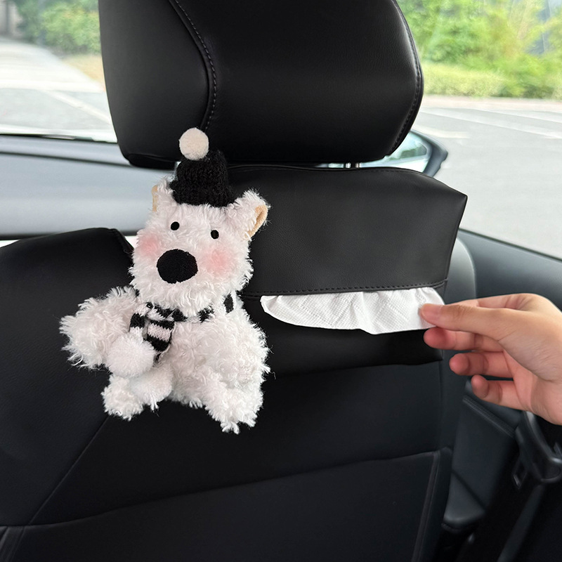 West Highland Car Tissue Box Trash Can Two-In-One Car Front and Rear Seat Back Hanging Paper Bag Female Cute