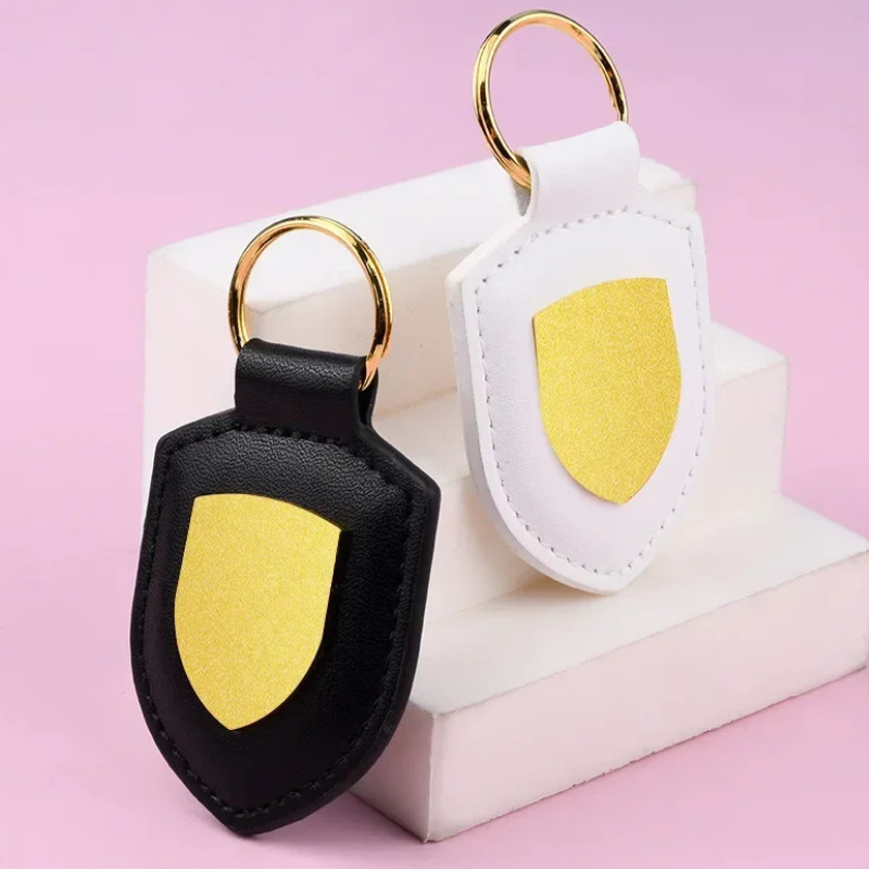 PU leather shield keychain personalized creative couple keychain pendant shield keychain metal key ring PU leather shield keychain personalized creative couple keychain pendant shield keychain metal key ring