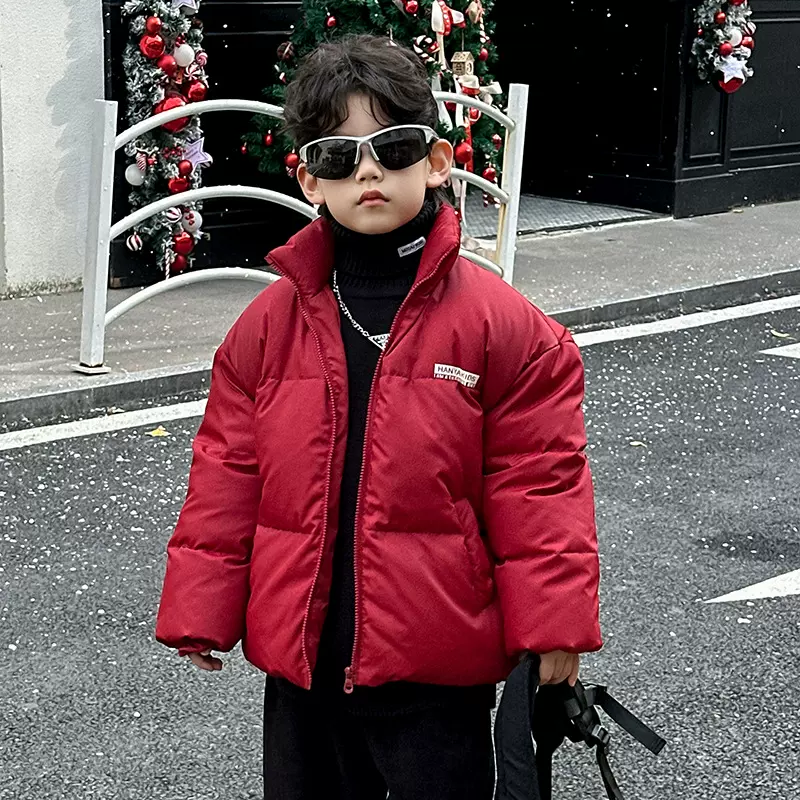 儿童洋气保暖羽绒服2024冬季新款男童加厚面包服中小童秋冬拜年服