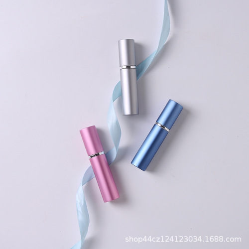 5ml flat-bottom glass inner bottle atomizer with electrochromic aluminum shell, cosmetic fragrance liquid dividing bottle, empty perfume bottle