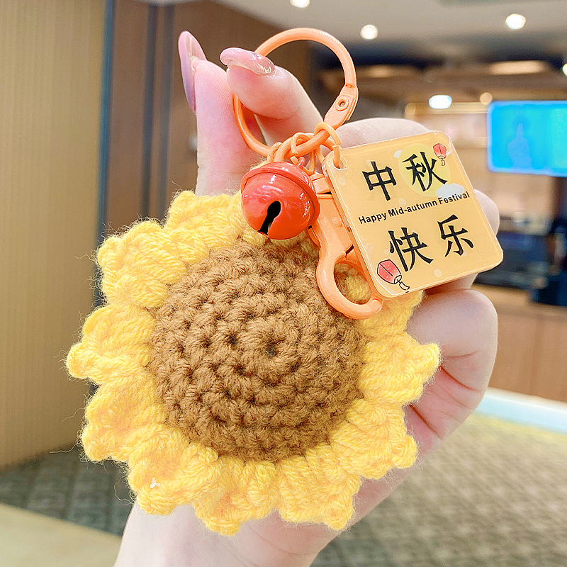 Buenas cosas ocurren en línea tejedido colgante de llaves tejedido bolso de lana colgante adorable exquisito bolso de llaves de mujer
