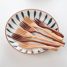 日式學生兒童勺叉木質餐具套裝木勺木叉 櫸木勺叉甜品勺水果叉