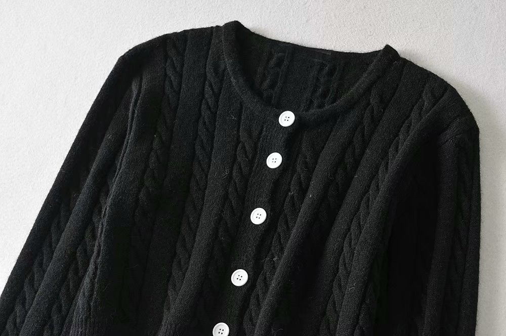 Twist Long-Sleeved Single-Breasted Knitted Cardigan NSSX73228