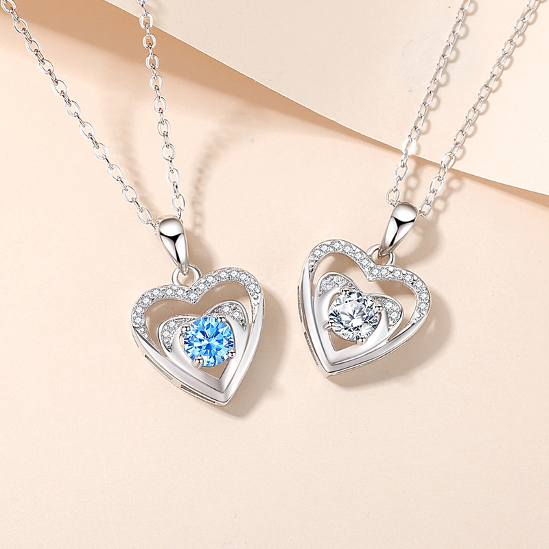 S925 collar de plata esterlina corazón eterno moda de las mujeres de lujo ligero collar en forma de corazón tiktok mismo estilo collar regalo del día de san valentín