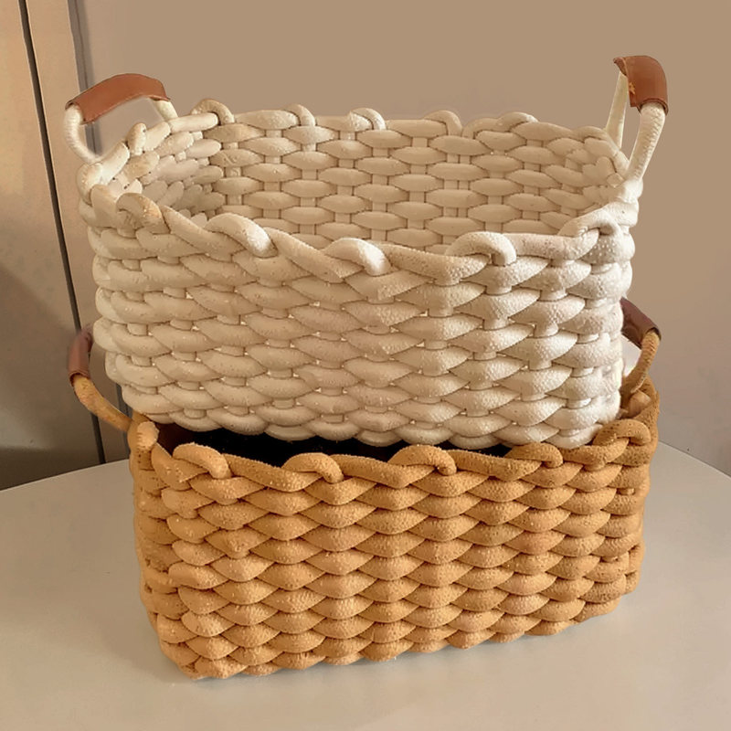 Woven storage basket for home use, storage basket for living room, bedroom, bedside, desktop miscellaneous items and snacks basket Woven storage basket for home use, storage basket for living room, bedroom, bedside, desktop miscellaneous items and snacks basket