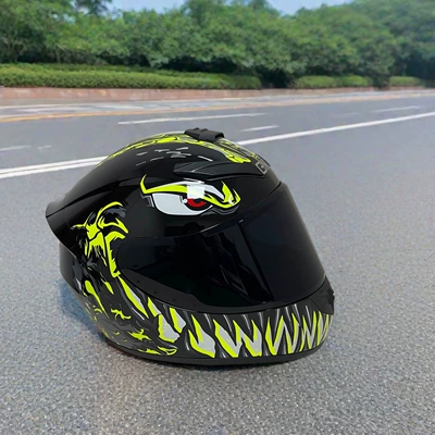 Motosiklet kaskı (dəbilqə) — Vehicle and Motorcycle Riding Safety Helmet - yellow-venom-black-lenses-l-head-circumference-57-58-weight-60-65kg