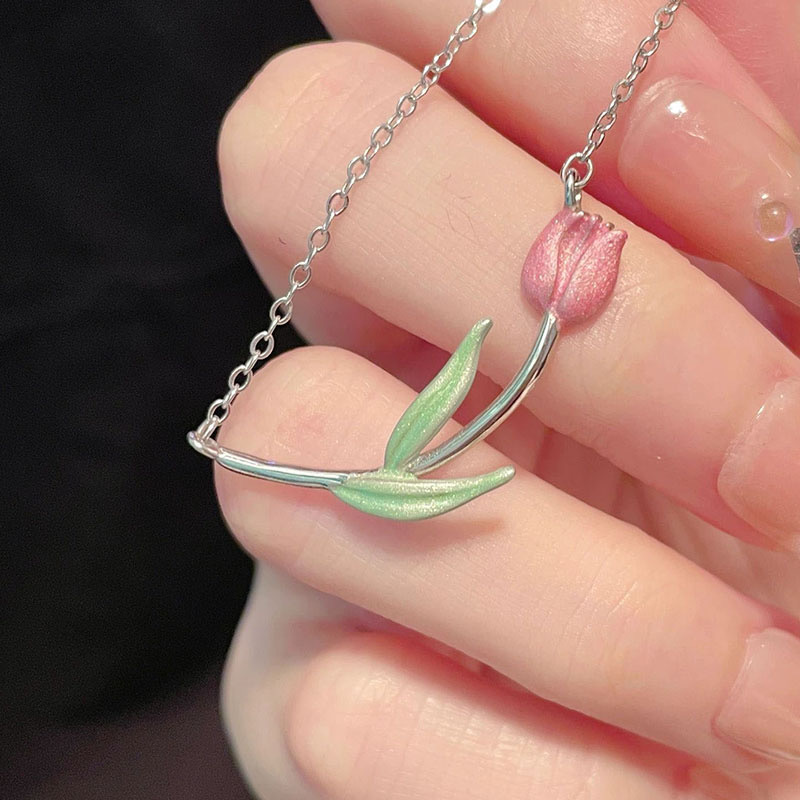 Casual, Daily Occasion Copper Material Copper Sweet Flower Plating Pendant Necklace