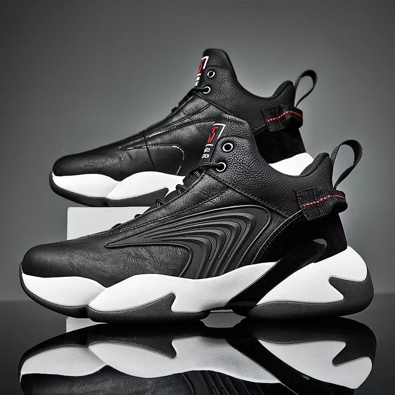 Spring New Men's Basketball Solid Color, Fashionable And Versatile, Outdoor Sports Thick-soled Casual Running Shoes,_voghion.com