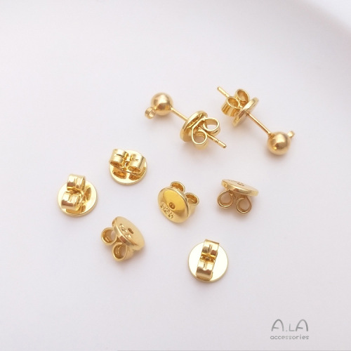 Color-preserving ear plugs 18K gold platinum 925 ear plugs high-end ear stud plugs behind plugged ear caps versatile simple ear buckles
