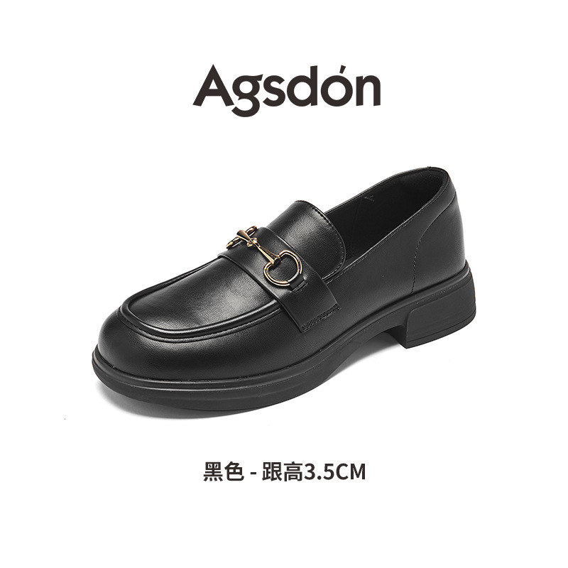 Zapatos Denlefour de otoño para mujeres 2025, nuevos tacones gruesos, zapatos de cuero negros de estilo británico, zapatos de sola suave para viajar