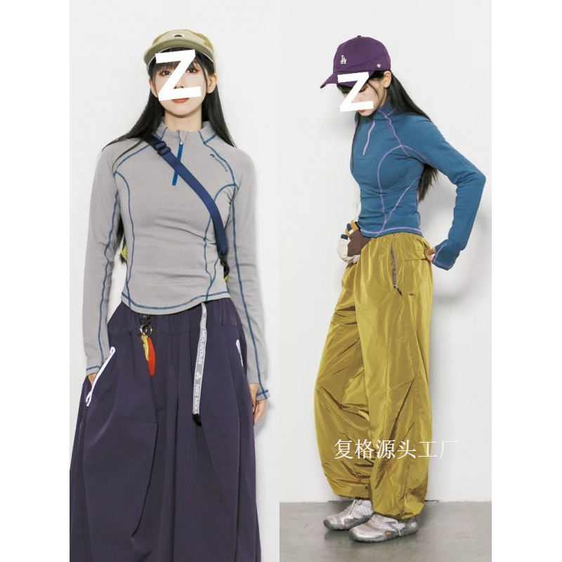 Outdoor Mountain Style Sexy Half-Zip Stand-Up Collar Fitness Yoga Wear Long-Sleeved T-Shirt Slim Sexy Pure Desire Top Outdoor Mountain Style Sexy Half-Zip Stand-Up Collar Fitness Yoga Wear Long-Sleeved T-Shirt Slim Sexy Pure Desire Top