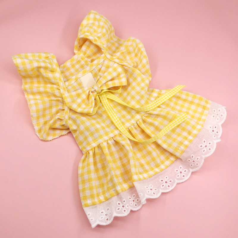 Sweet Polyester Cotton Lattice Bow Knot Pet Clothing display picture 5