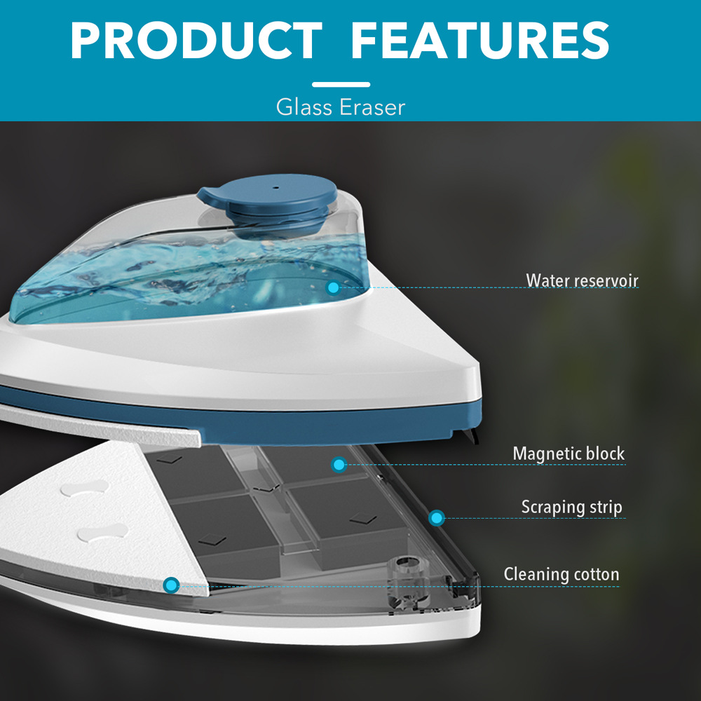 Limpiador de vidrio de inyección de agua al por mayor transfronteriza limpiador de ventana magnético de doble cara limpiador de vidrio hueco de doble capa