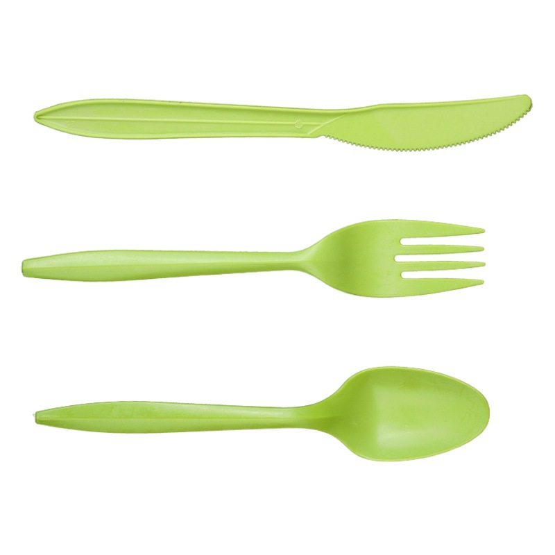 Biodegradable tenedor cuchara desechable cuchillo tenedor cuchara protección del medio ambiente vajilla almidón de maíz para llevar embalaje pizza cuchillo tenedor tejido